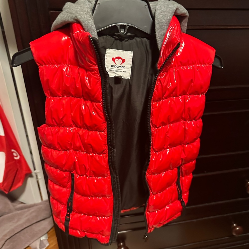 Appaman Red Puffer Vest with Gray Hood